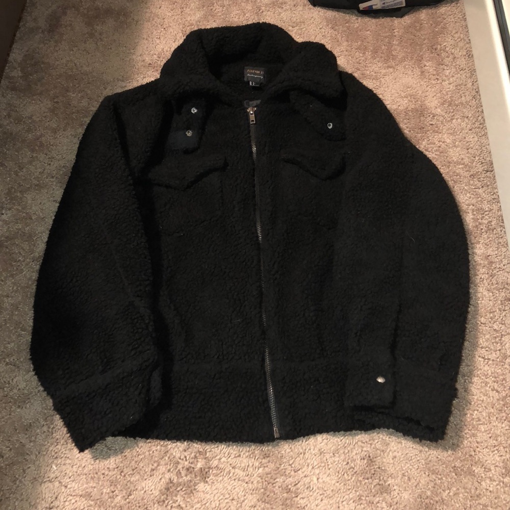🖤 Oversized Black Teddy Moto Jacket